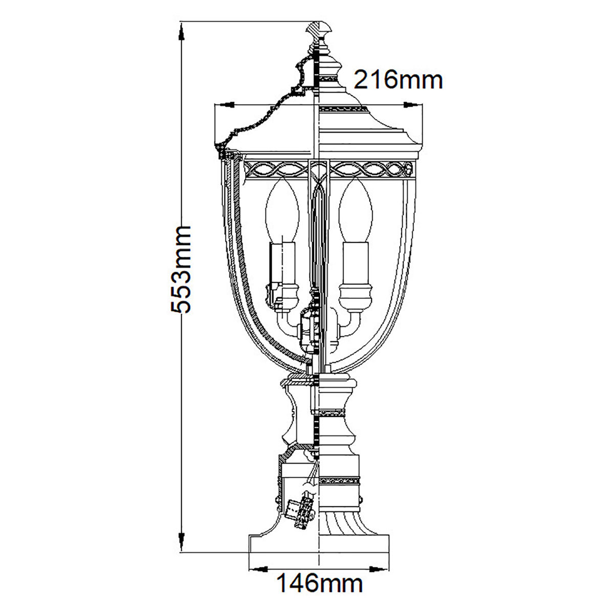 Feiss English Bridle 3 Light Exterior Pedestal Lantern