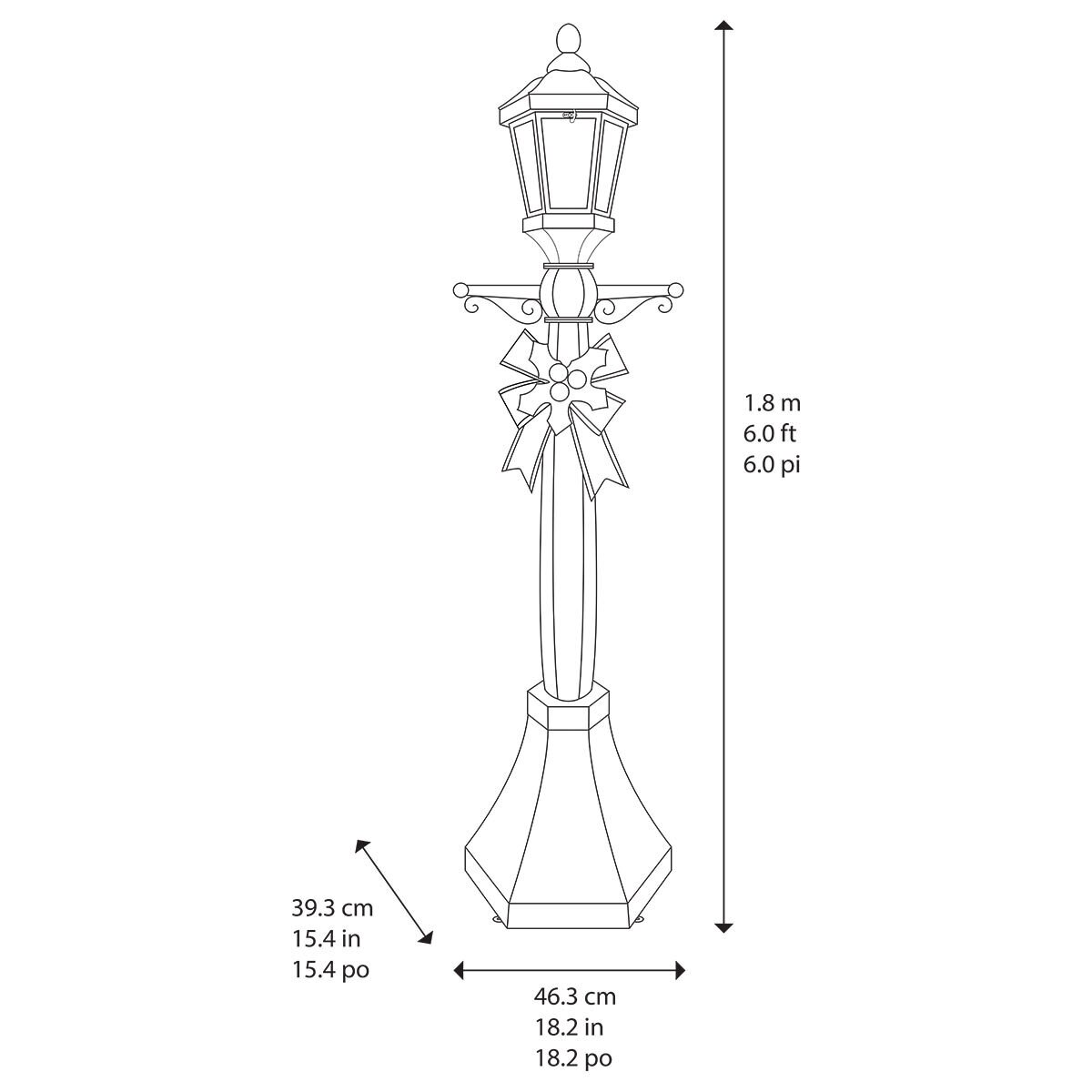 Buy Glitter Street LED Lamp Dimensions Image at Costco.co.uk