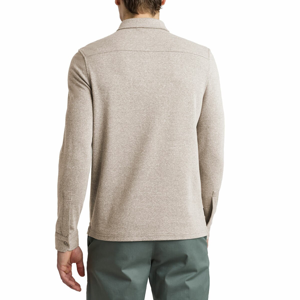 English Laundry Men's Long Sleeve Jersey Polo in Beige English Laundry Men's Long Sleeve Jersey Polo in Beige