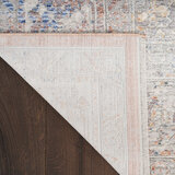 Elegant heirloom rug, tradtional design in rust, grey, blue and ivory tones