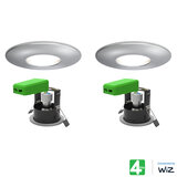 4lite WiZ Connected LED IP20 Fire Rated Downlight, Pack of 2, in Chrome