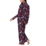 Room Service Ladies Notch Collar PJ Set, 2 Piece in Purple Crane