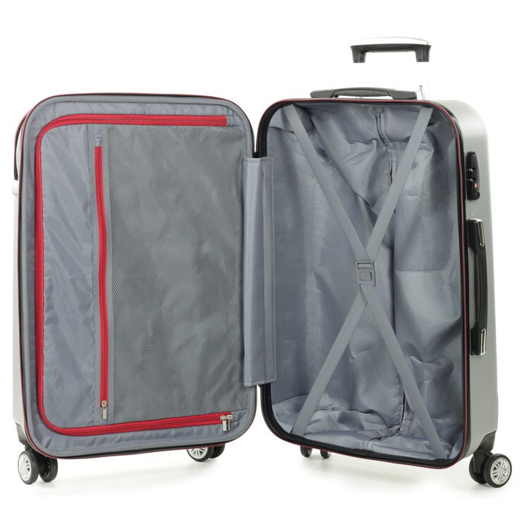 Rock Hybrid 3 Piece Hardside Suitcase Set in Silver Costco UK
