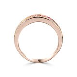 Princess Cut Sapphire & 0.25ctw Diamond Ring, 18ct Rose Gold