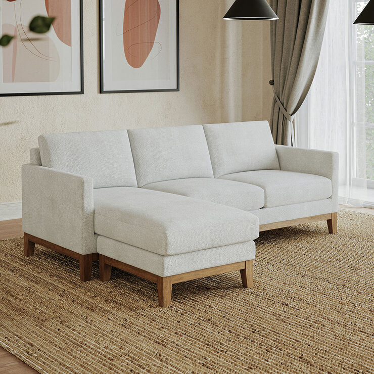 Henredon Murphy Cream Fabric Corner Sofa with Reversible Chaise