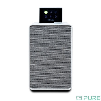 Pure Evoke Spot DAB+/FM/Internet Radio Wi-Fi Bluetooth Compact Hi-Fi System, Cotton White