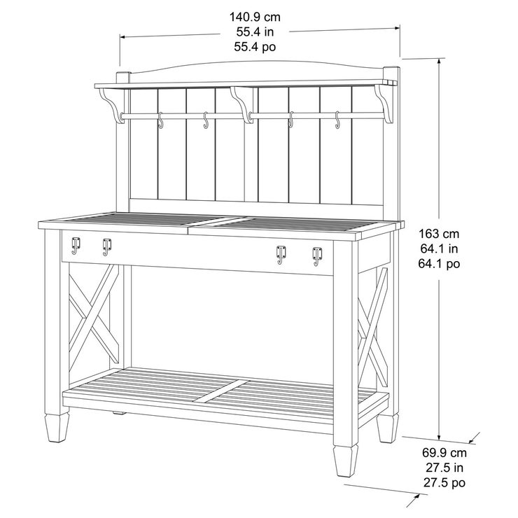 Pike and Main Outdoor 5ft 4" (163cm) Wooden Potting Bench Costco UK