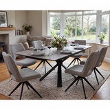 Jordan Ceramic Extending Dining Table + 6 Grey Chairs, Seats 6-8