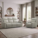 Simon Li Wren Light Grey Leather Power Reclining 3 Seater Sofa with Power Headrest Simon Li Wren Light Grey Leather Power Reclining 3 Seater Sofa with Power Headrest
