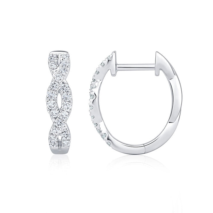 0.30ctw Round Brilliant Cut Diamond Twist Hoop Earrings