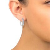1.75ctw Diamond Hoop Earrings, 14K White Gold