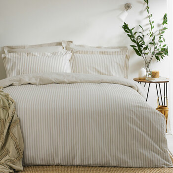 Yard Hebden 100% Cotton Natural Stripe Duvet Cover Set in 4 Sizes