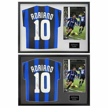 Adriano Signed Framed Inter Milan Football Shirt including 1 Photo in 2 Options: White or Black Mount