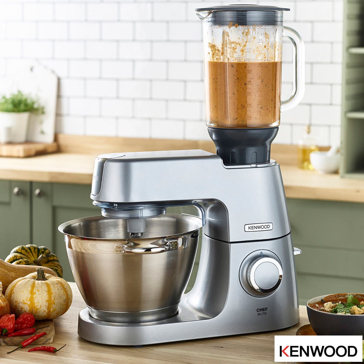 Kenwood Chef Elite XL Stand Mixer, 6.7L, KVL6100S + Pro Slicer