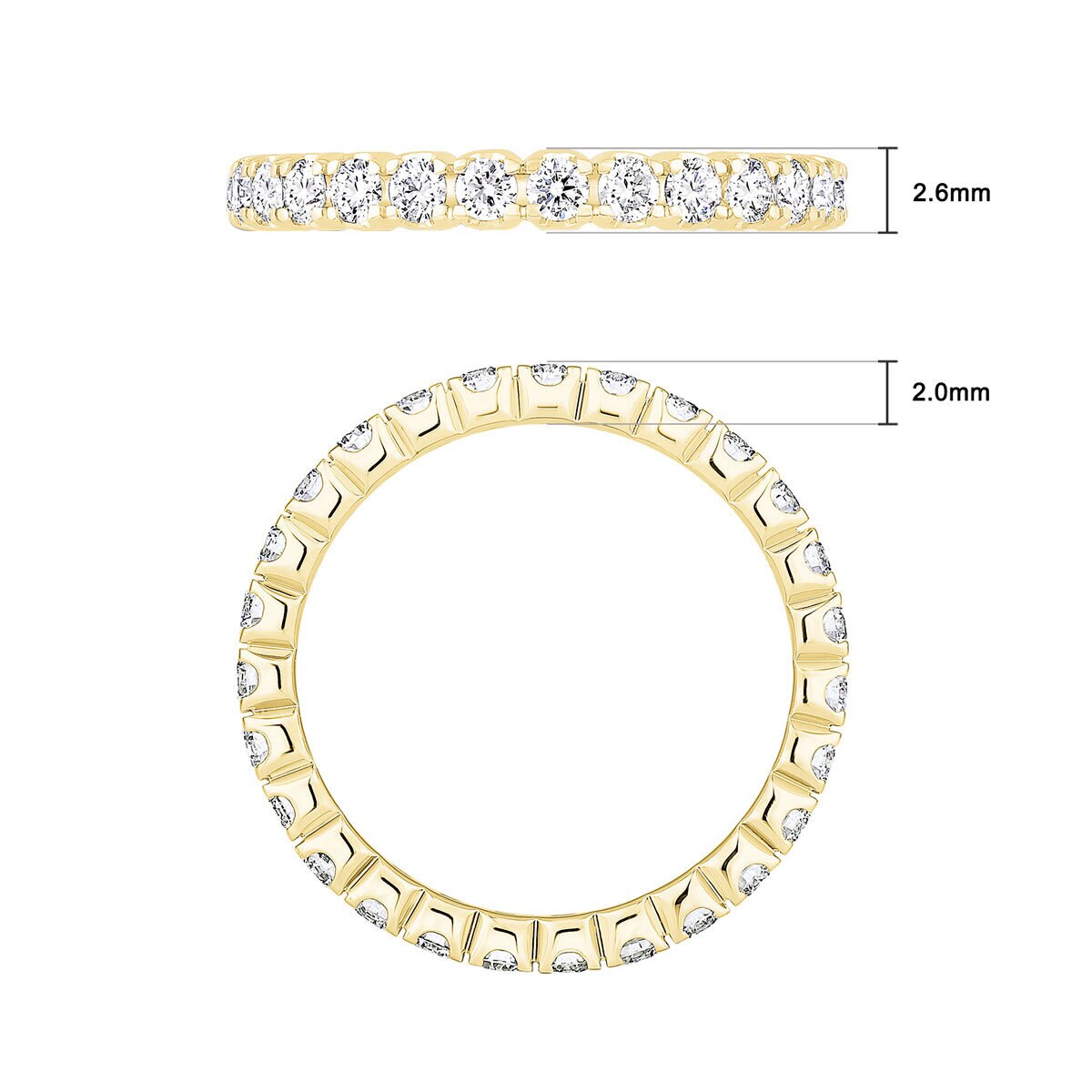 1.00ctw Round Brilliant Cut Claw Set Eternity Ring, 18ct Yellow Gold