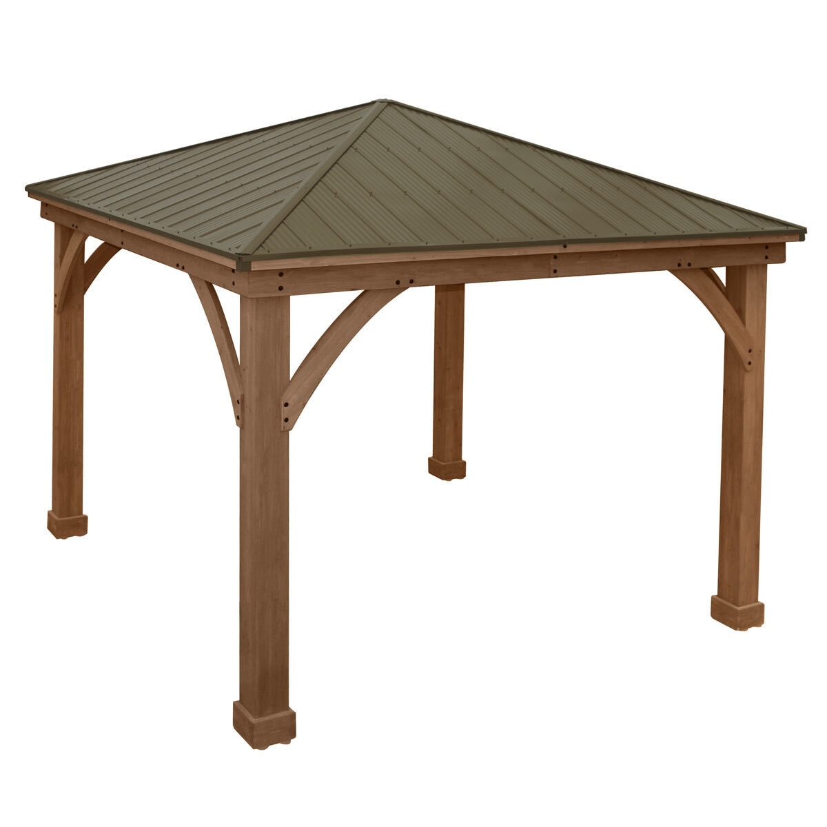 Yardistry 12ft x 12ft (3.6 x 3.6m) Wooden Gazebo with Peaked Aluminium Roof