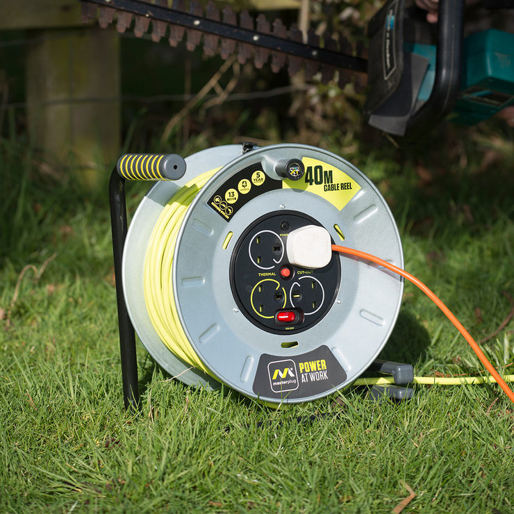 Masterplug 40m 4 Gang Metal Open Reel Extension Lead Costco UK