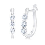 0.50ctw 3 Stone U Hoop Earrings, 14ct White Gold
