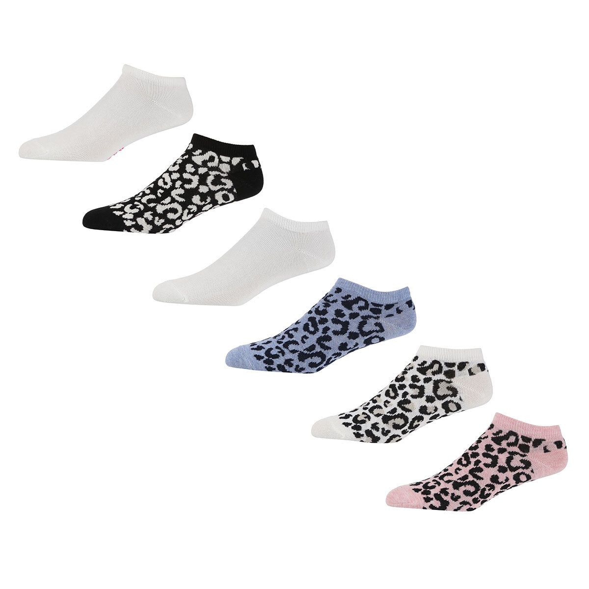 DKNY Women's Trainer Liner Socks, 6 Pack in Blue/ White/