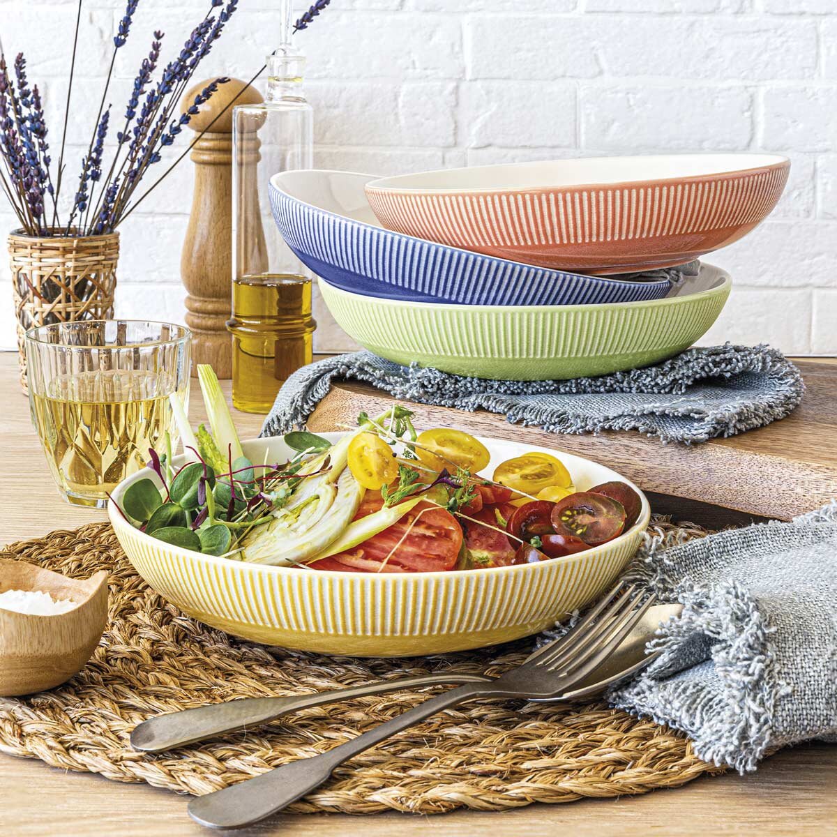 Over & Back Pinstripe Serving Bowl Set, 4 Piece Costco UK