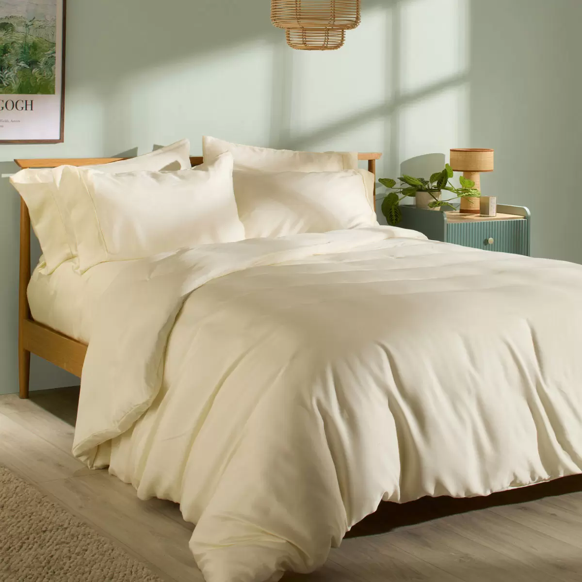 Panda Signature+ Bamboo Lyocell 320 Thread Count Bedding Set in 4 Sizes, Cream - Picture 7 of 30