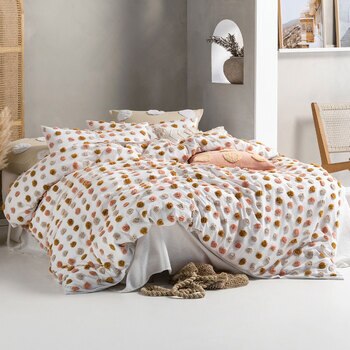 Polka Pink & Sand Cotton 3 Piece Bed Set in 3 Sizes
