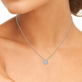 1.00ctw Princess & Round Brilliant Cut Diamond Halo Pendant, 14ct White Gold