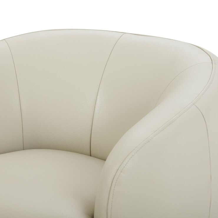 Gilman Creek Light Grey 100 Top Grain Leather Swivel Tub Chair Costco UK