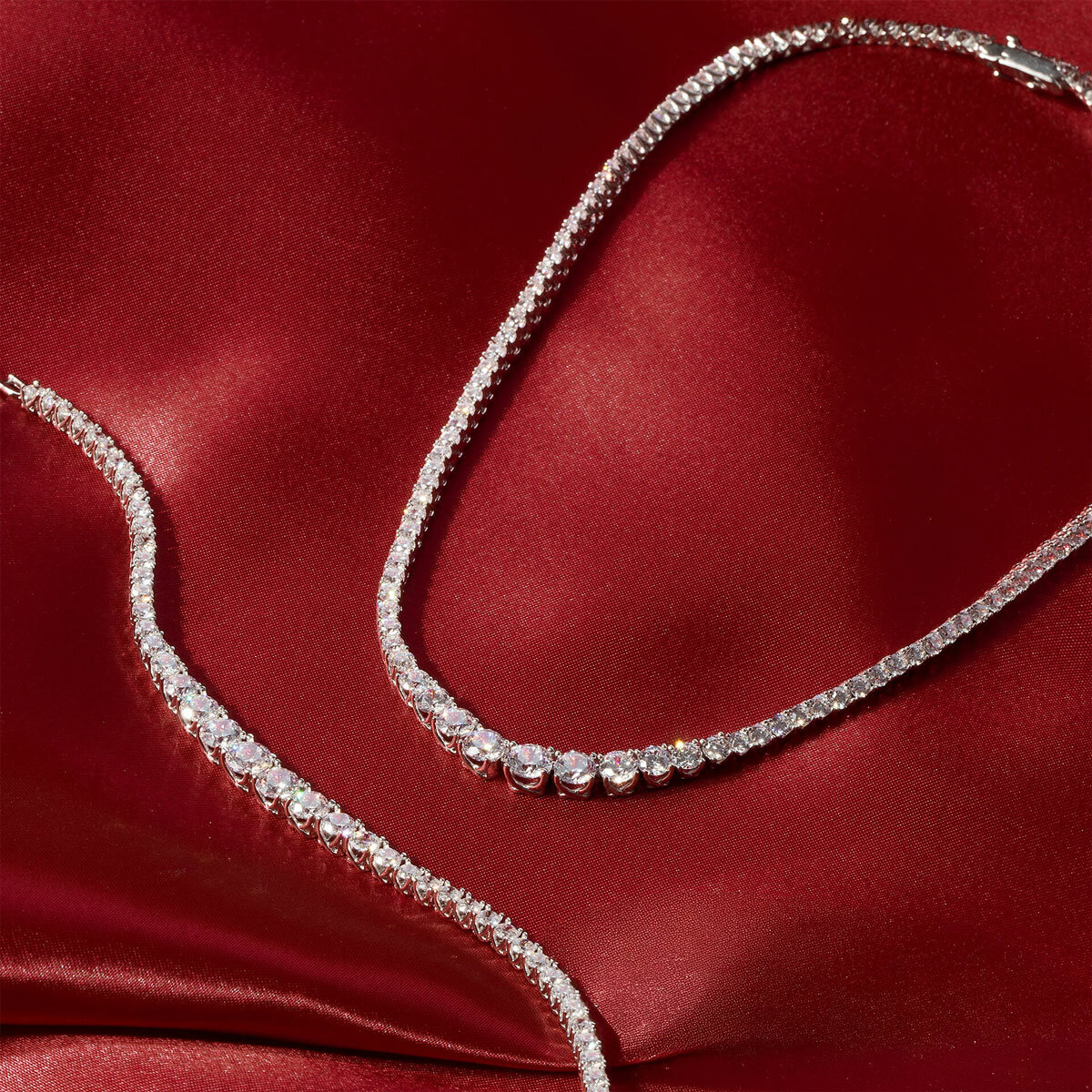 Diamonfire Graduated Zirconia Tennis Necklace