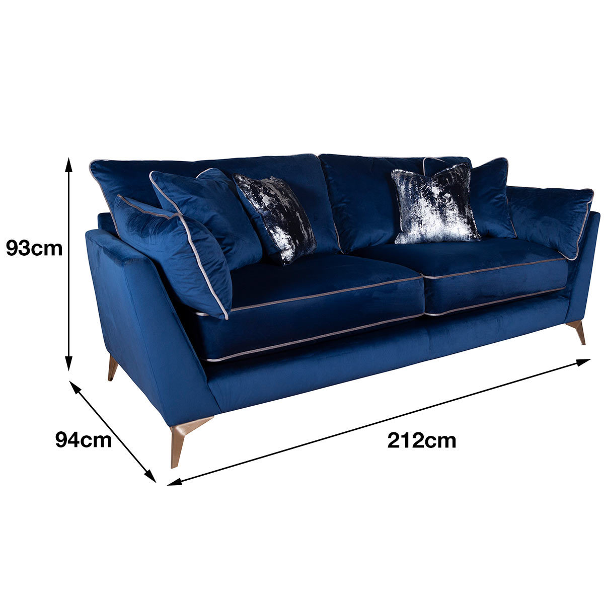 Roko Blue Velvet 3 Seater Sofa Costco UK