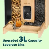 Birdfy Bamboo Bird Feeder with Solar Panel, HD Camera & Lifetime AI Feature Access