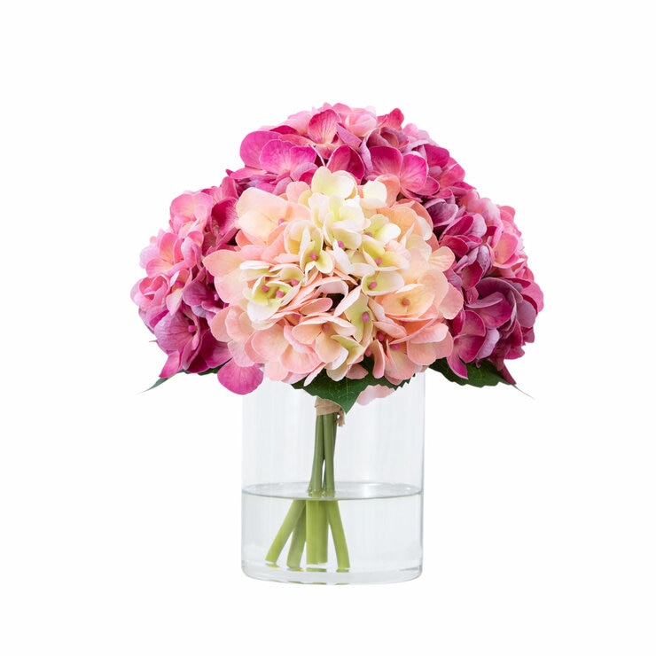 Real Touch Artificial Hydrangea in Vase in Pink Real Touch Artificial Hydrangea in Vase in Pink