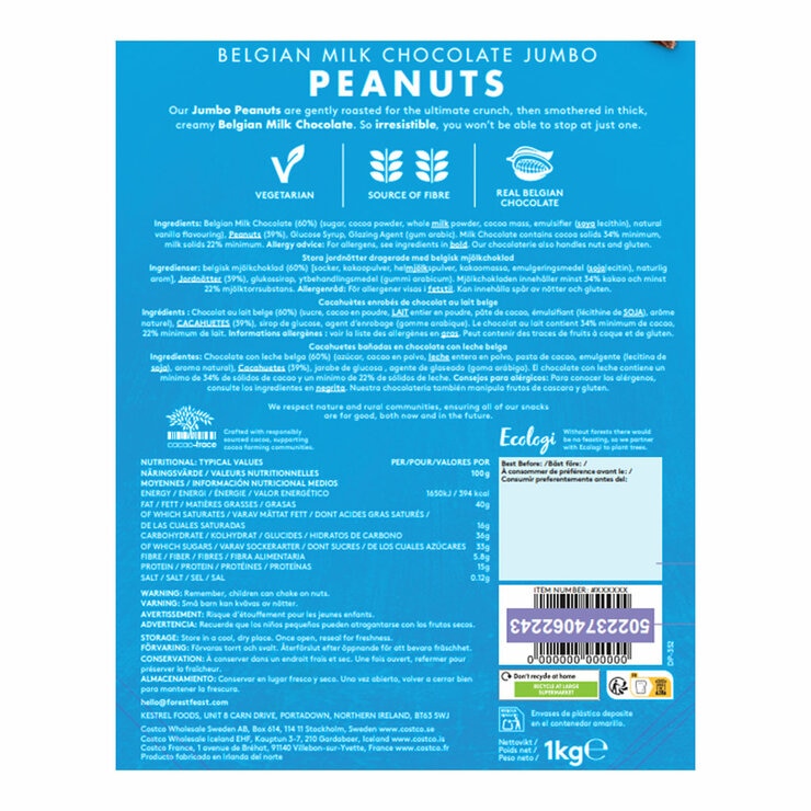 Forest Feast Belgian Milk Chocolate Peanuts, 1kg