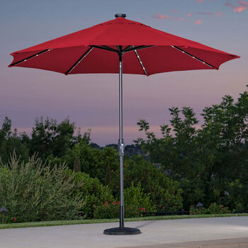 SunVilla 10ft (3m) LED Aluminium Round Market Umbrella in Red