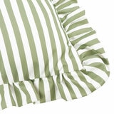 Wylder Millie Ruffle Green Striped Indoor Outdoor Cushion, 50 x 50 cm