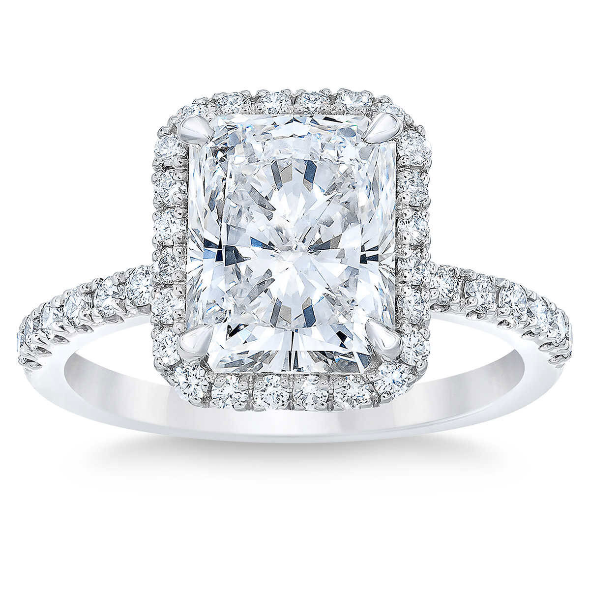 3.49ctw Radiant Cut Diamond Halo Ring, Platinum