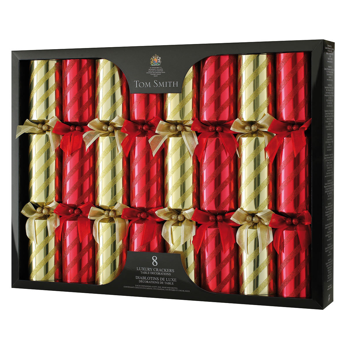 Tom Smith 14" (36cm) Deluxe Christmas Cracker 8 Pack in Red and Gold