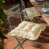 Wylder Millie Ruffle Yellow Striped Indoor Outdoor Seat Pad 2 Pack, 40 x 40 cm