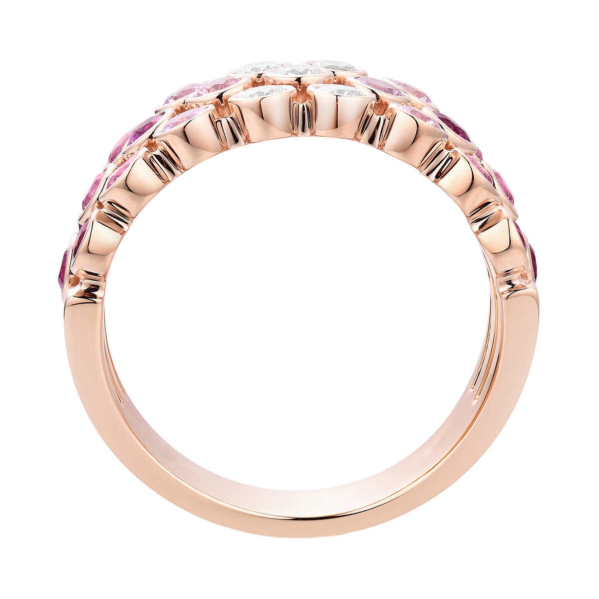 Pink Sapphire and 0.26ctw Diamond Ring, 14k Rose Gold