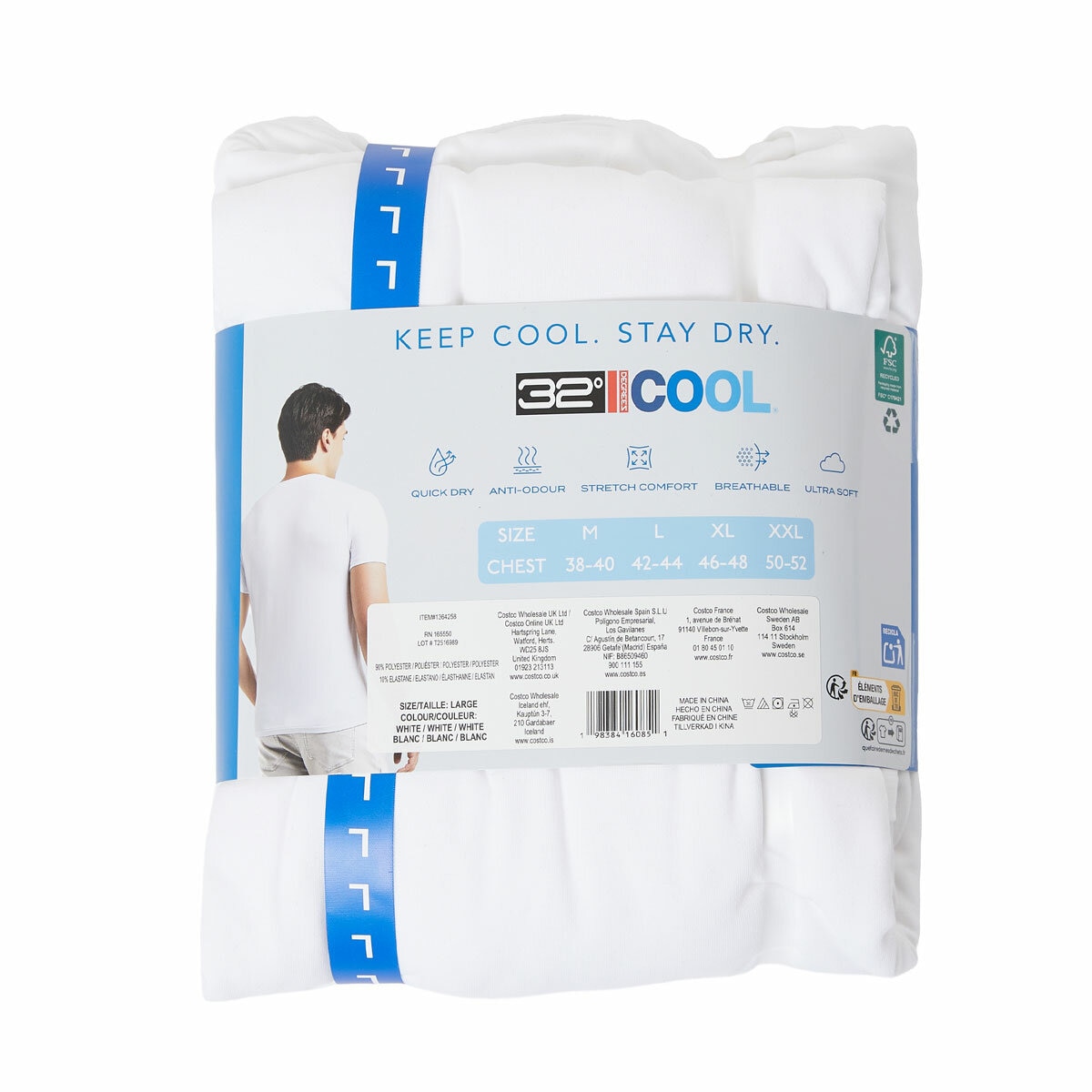 32 Degrees Men's Cool T-Shirt 3 Pack in White