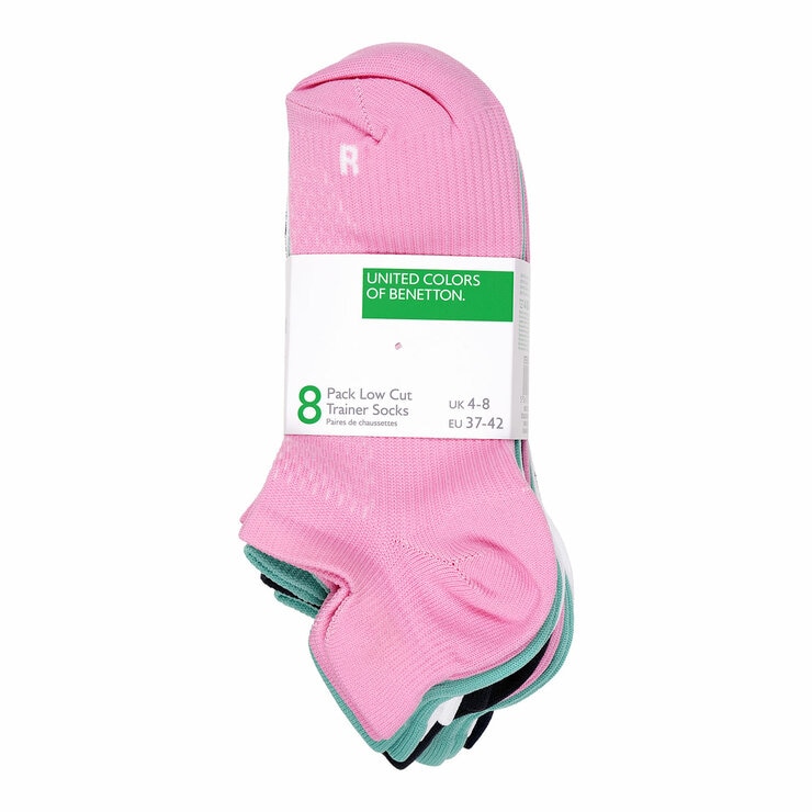United Colors of Benetton Ladies Trainer Sock 8 Pack in Green United Colors of Benetton Ladies Trainer Sock 8 Pack in Green
