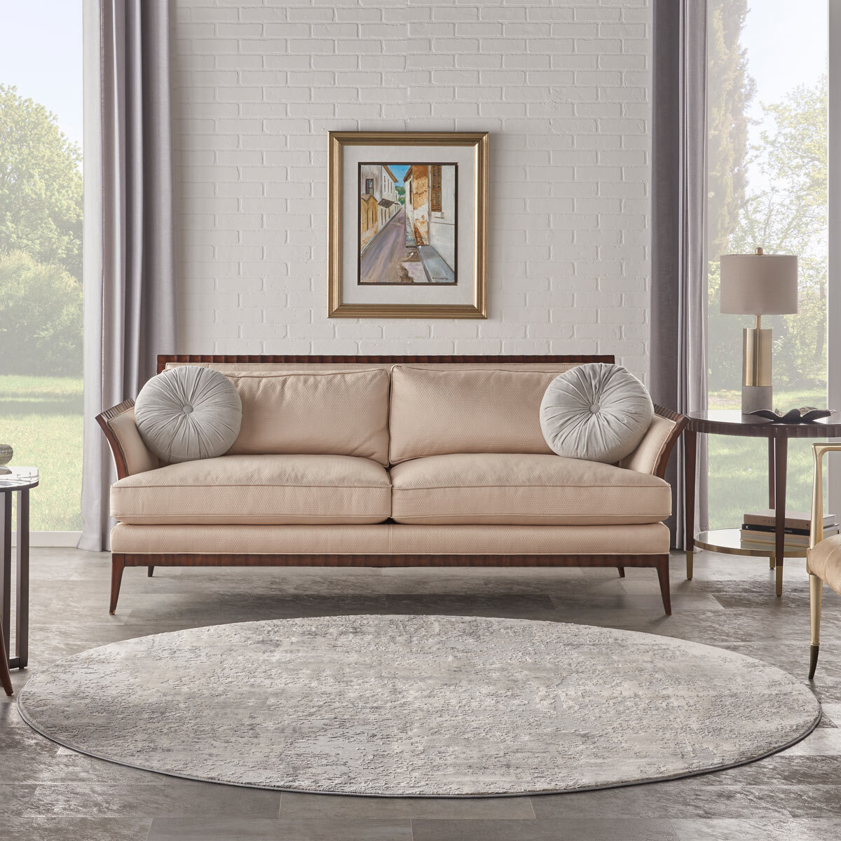 Rustic Textures Mottled Grey Circle Rug