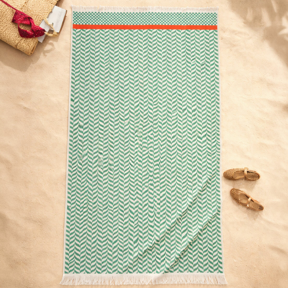 Made in Portugal 100% Cotton Green Beach Towel Made in Portugal 100% Cotton Green Beach Towel