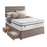 Silentnight Continental Divan Base with Eden Headboard in Pebble in 3 Sizes