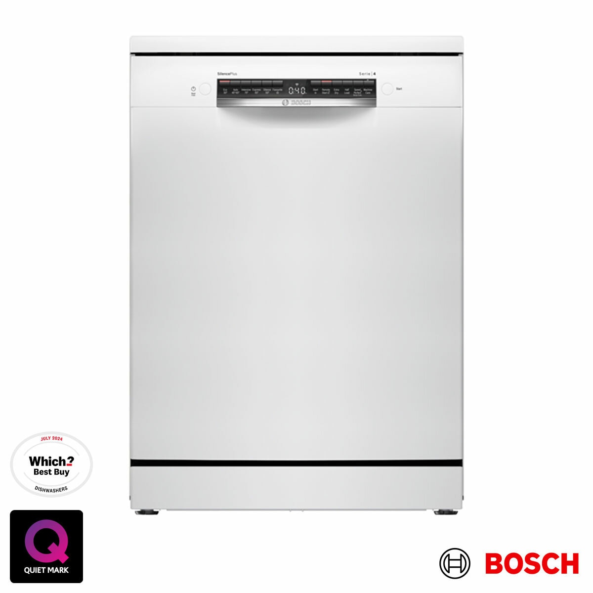 Bosch SMS4EMW06G Series 4 Freestanding 14 Place Setting Dishwasher, B Rated in White
