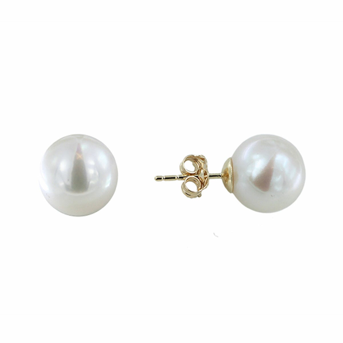 10.5-11mm Cultured Freshwater White Pearl Earrings, 14ct Yellow Gold 10.5-11mm Cultured Freshwater White Pearl Earrings, 14ct Yellow Gold