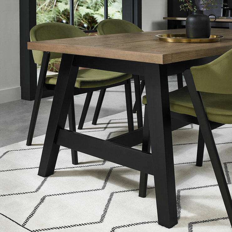 Bentley Designs Camden Weathered Oak & Peppercorn Extending Dining Table, Seats 6-8
