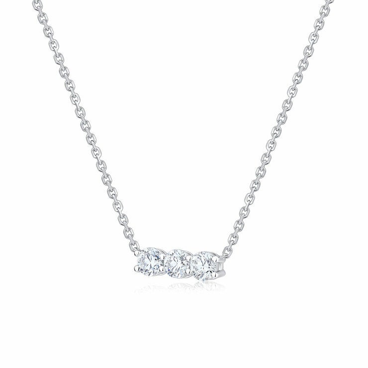 0.90ctw Round Brilliant Cut Diamond 3 Stone Pendant, 14ct White Gold 0.90ctw Round Brilliant Cut Diamond 3 Stone Pendant, 14ct White Gold
