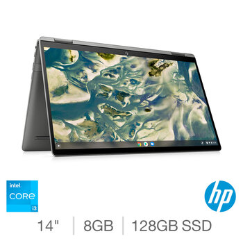 HP Chromebook x360, Intel Core i3, 8GB RAM, 128GB SSD, 14 Inch Convertable Chrombook, 14c-cc0003na