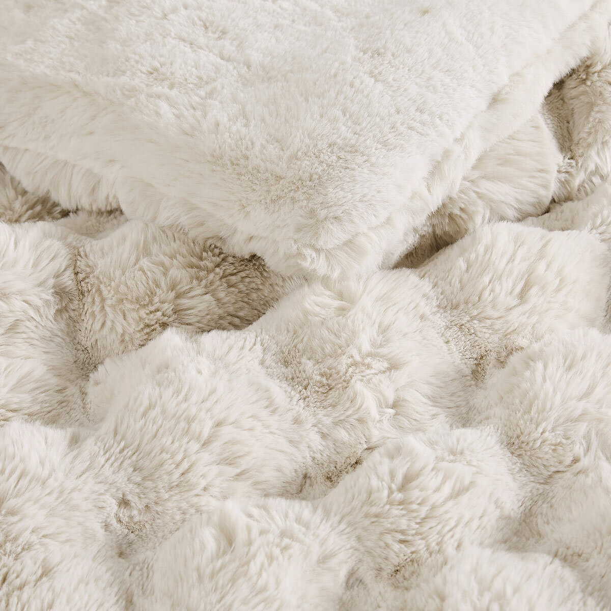 FRYE Faux Fur Cream 3 Piece Comforter Set FRYE Faux Fur Cream 3 Piece Comforter Set